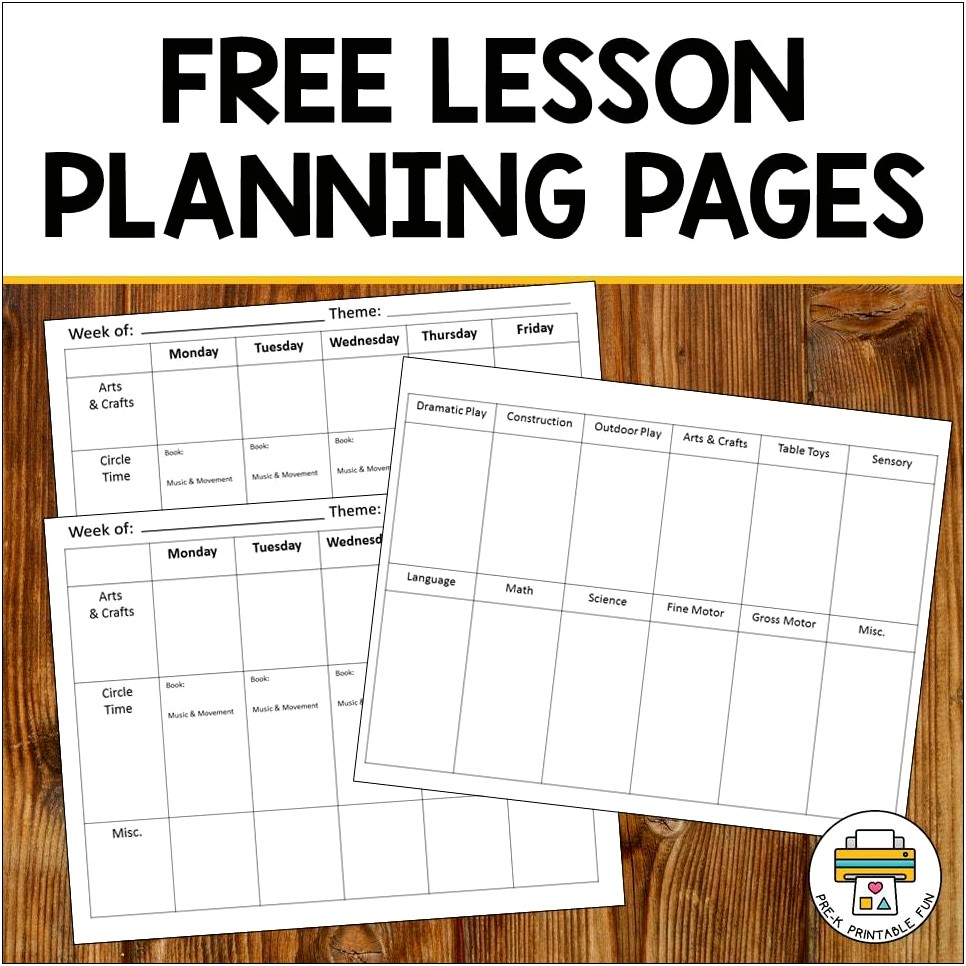 Pre K Blank Lesson Plan Template