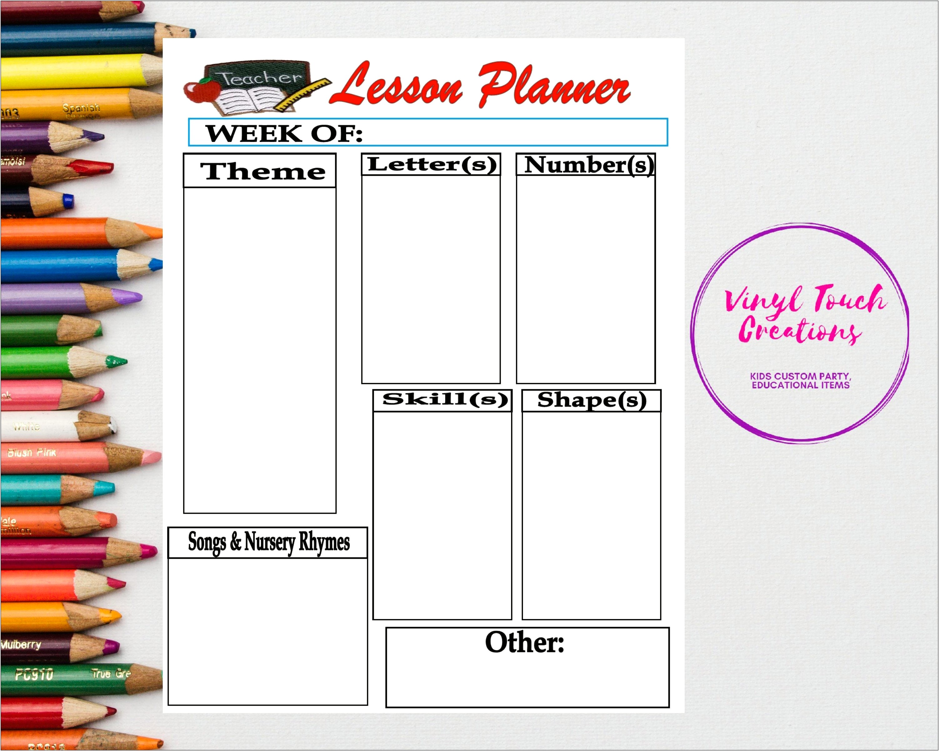 Pre K Teacher Lesson Plan Template