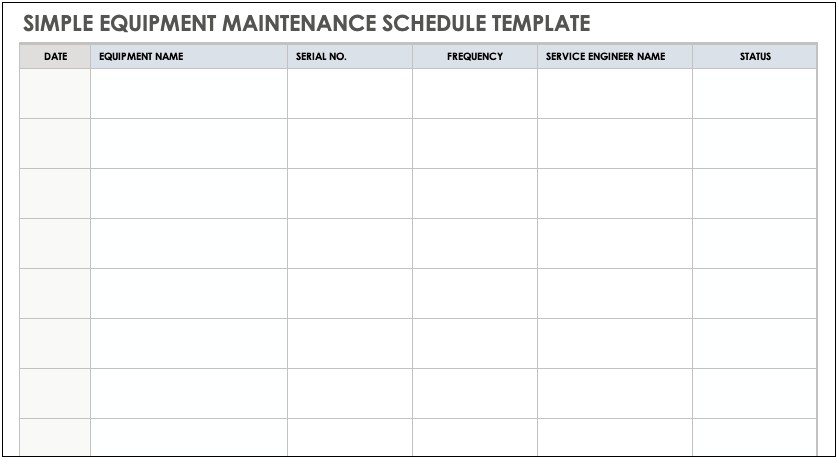 Preventive Maintenance Plan For Machines Template