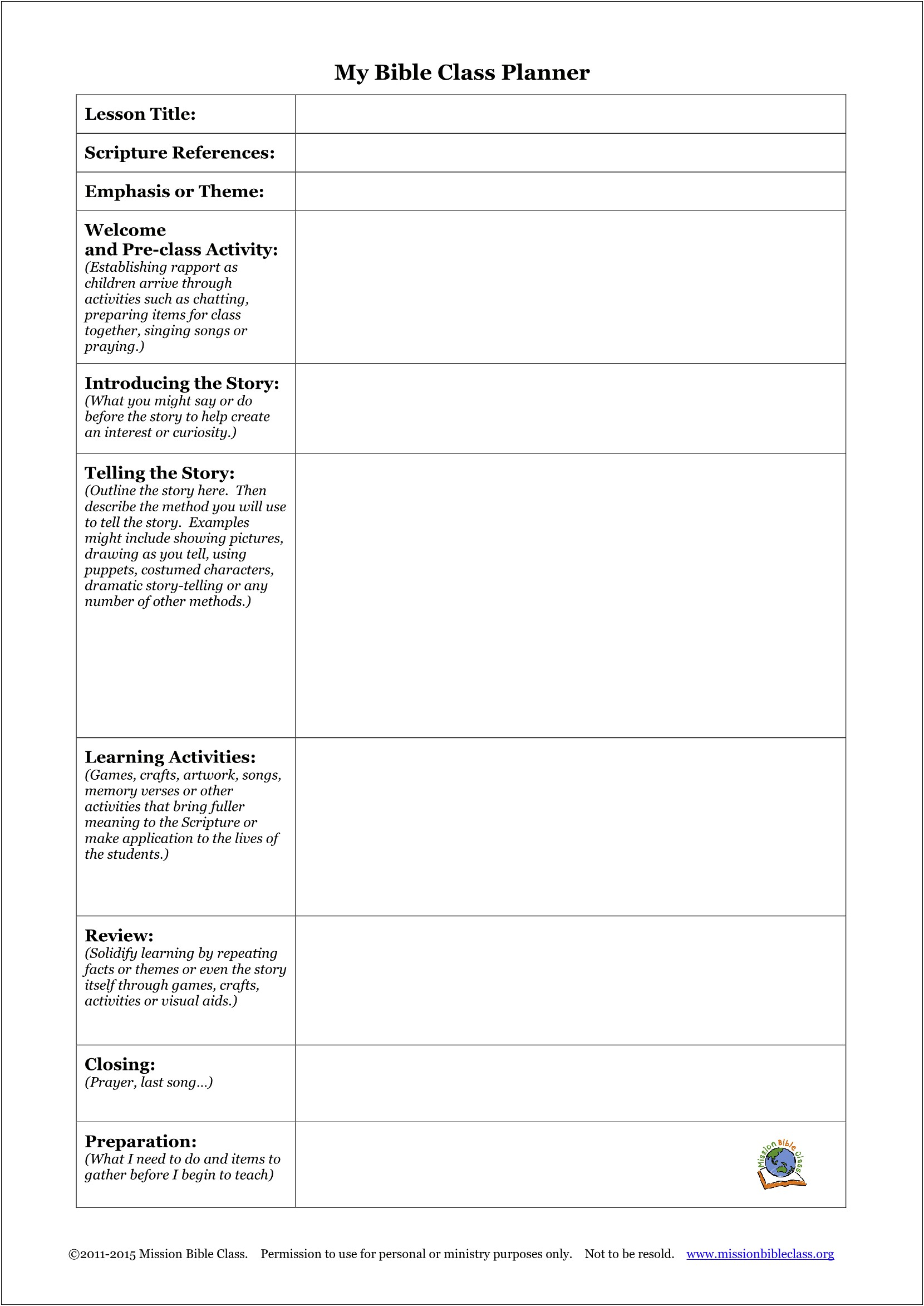 Primary School Daily Lesson Plan Template