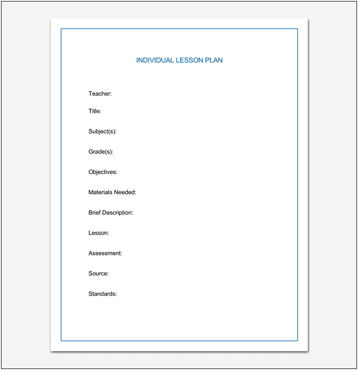 Primary School Lesson Plan Template Simple