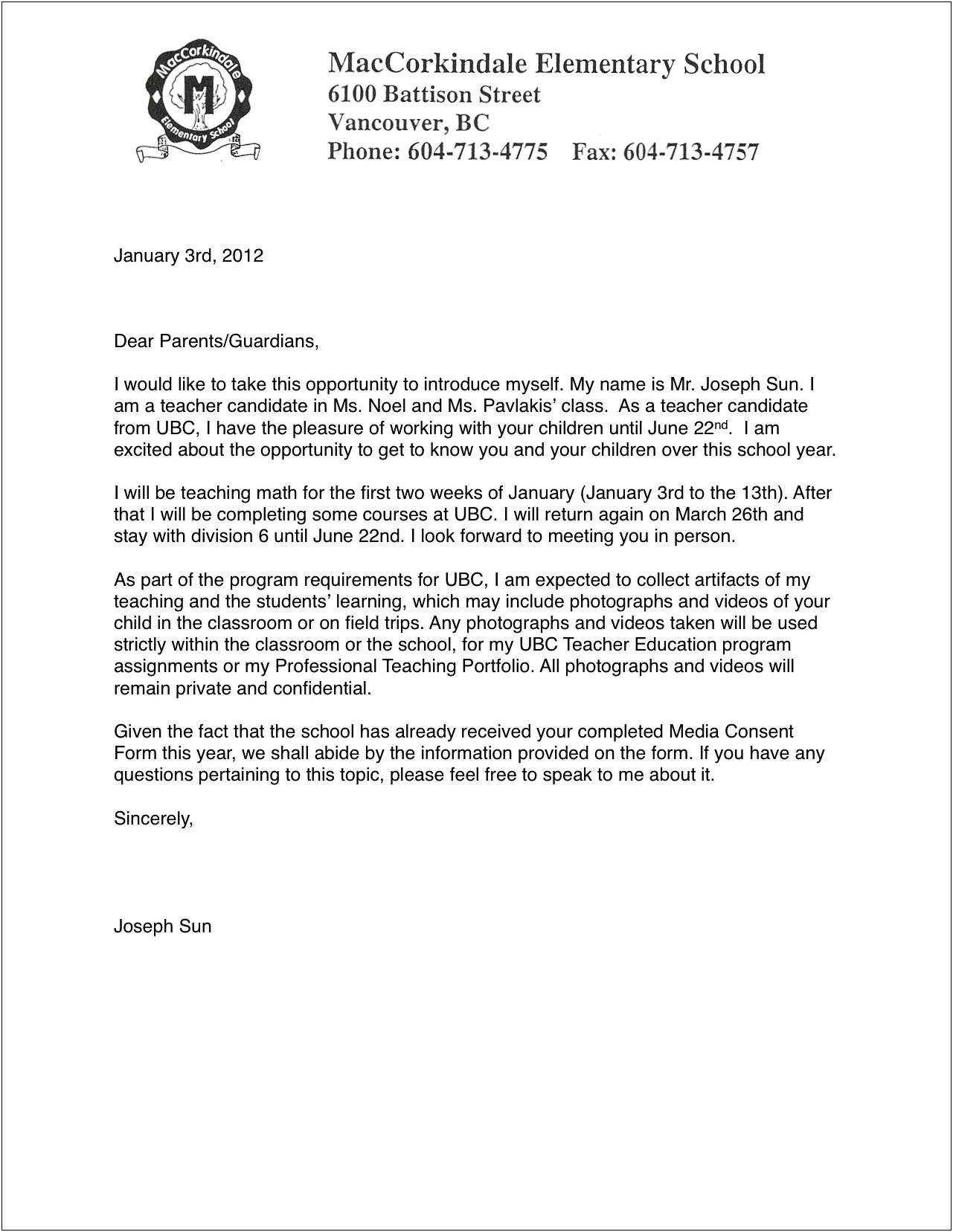 Primary School Trip Letter To Parents Template