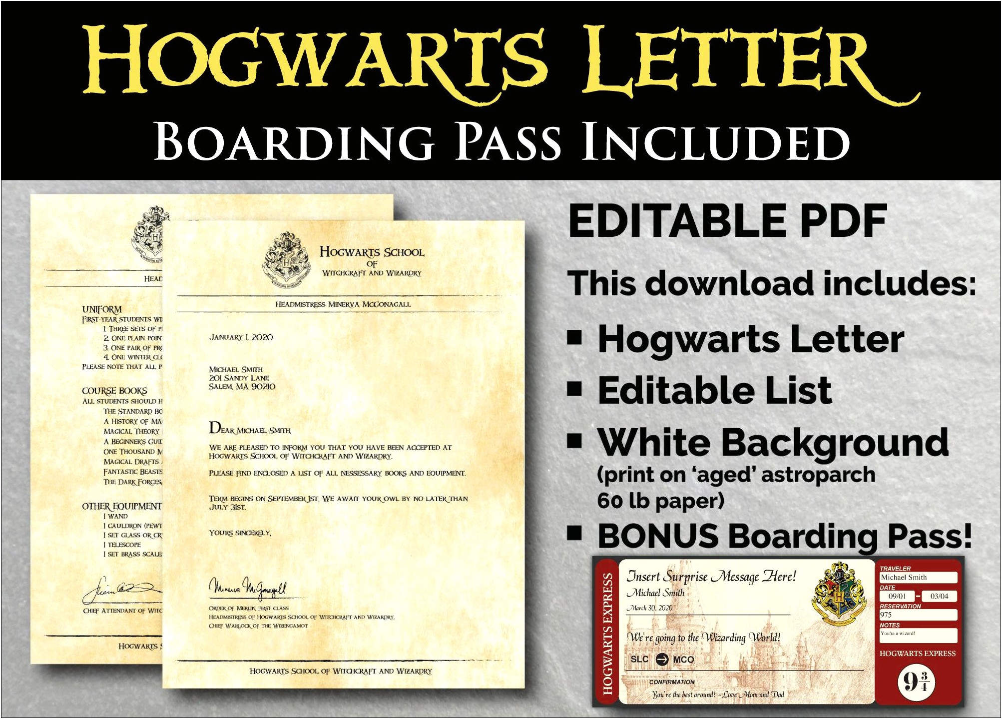 Print Acceptance Letter From Hogwarts Template