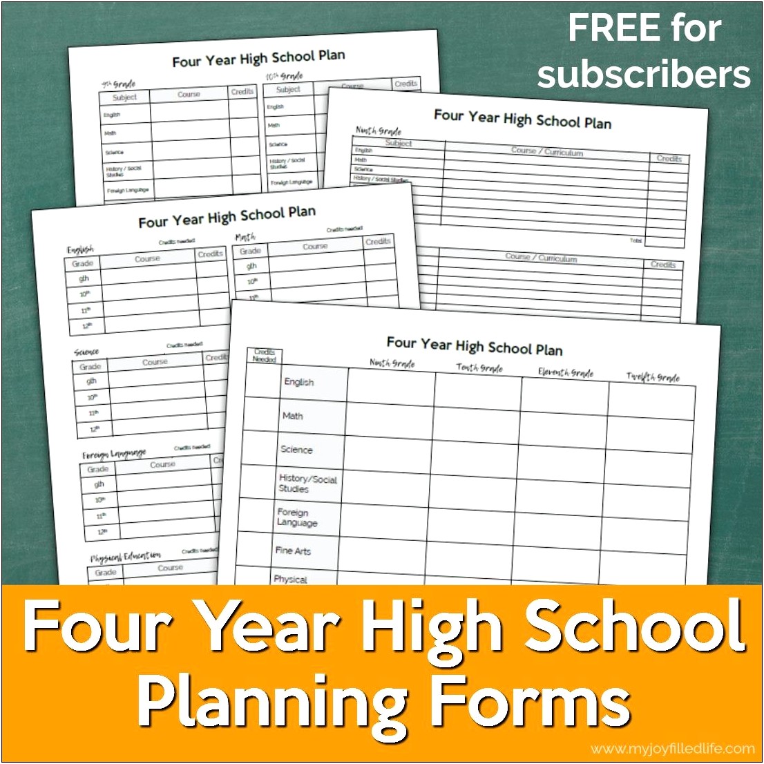 Printable 4 Year High School Plan Template