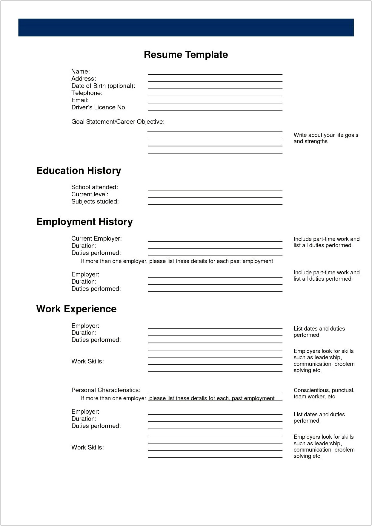 Printable Blank Cover Letter Template Free