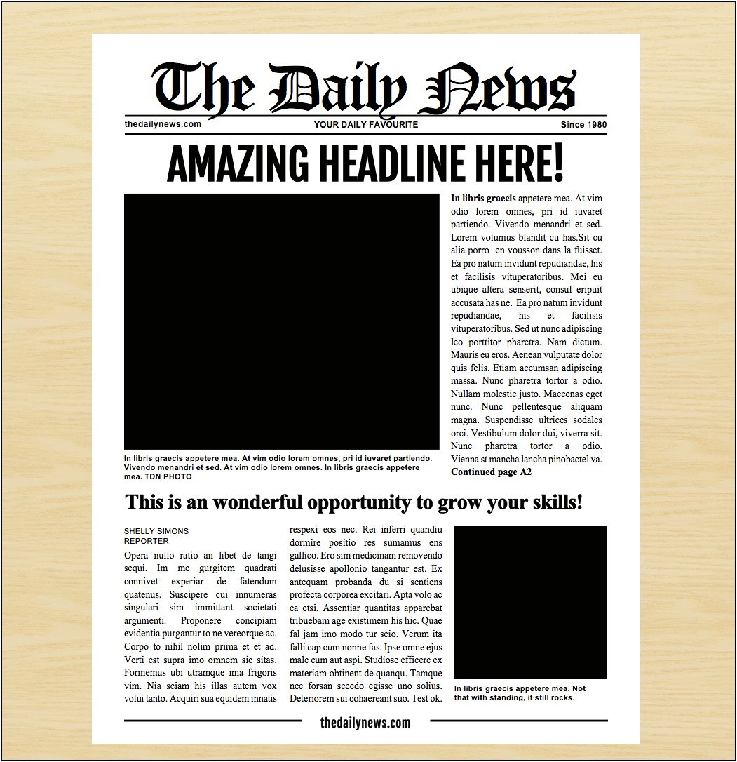 Printable Blank Newspaper Template For Students Microsoft Word
