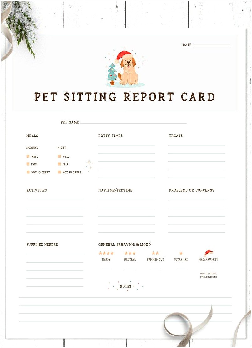 Printable Dog Grooming Client Record Card Template