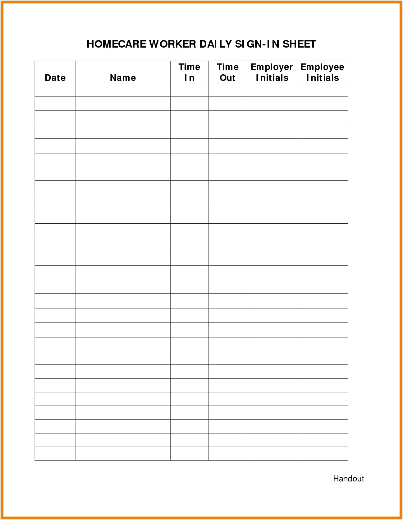 Printable Employee Sign In Sheet Template Word