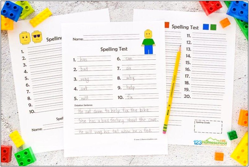 Printable Template For Writing Spelling Words