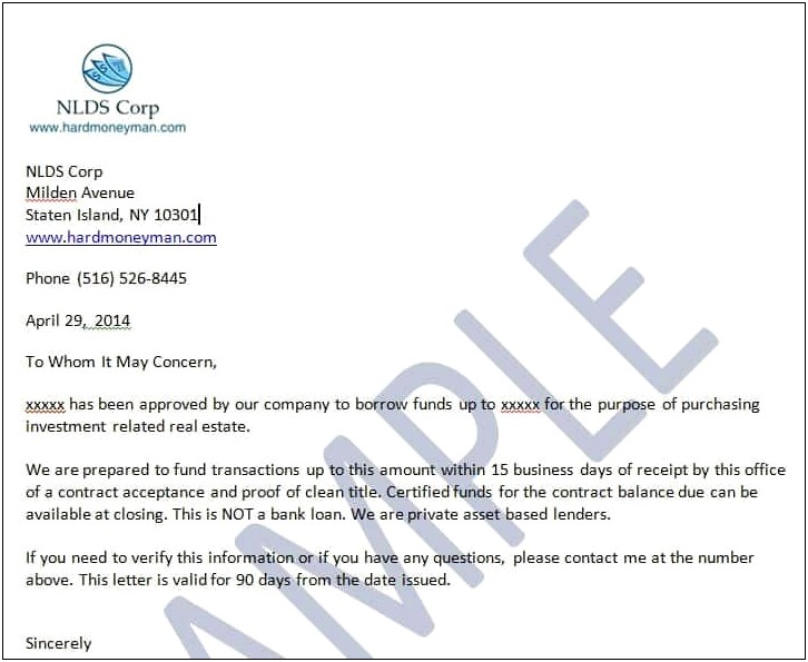 Private Money Lenders Pre Approval Letter Template