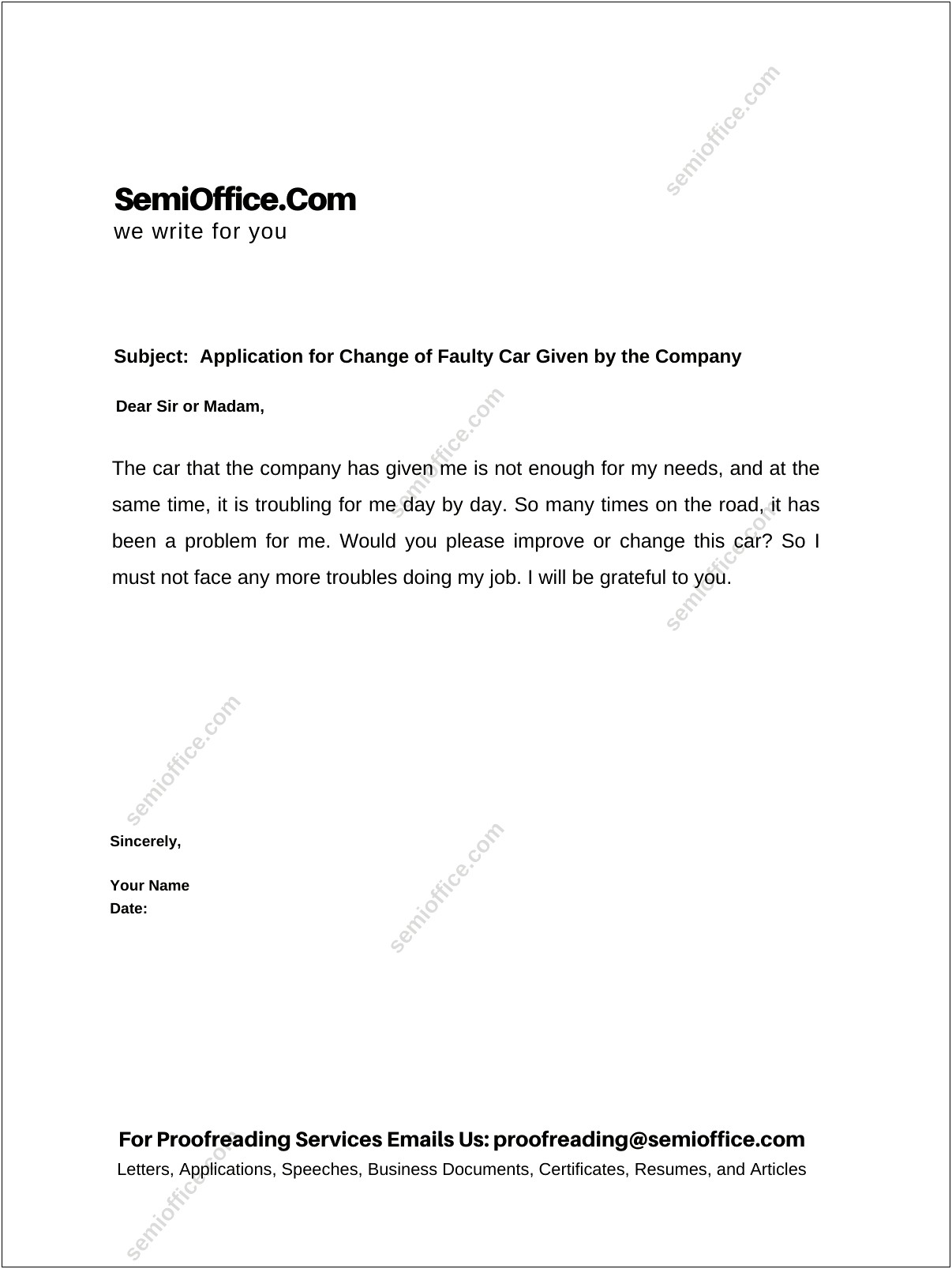 Private Seller Car Value Letter Template