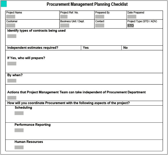 Procurement Management Plan Template With Instructions