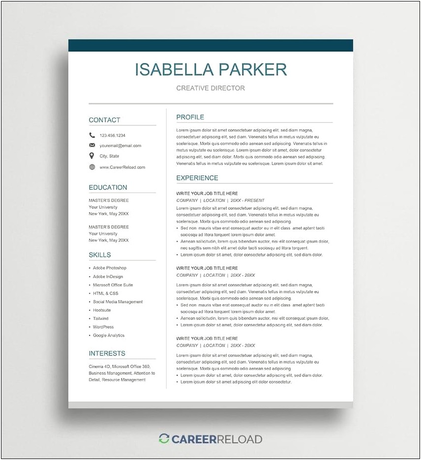 Professional Cv Template Free Download Doc