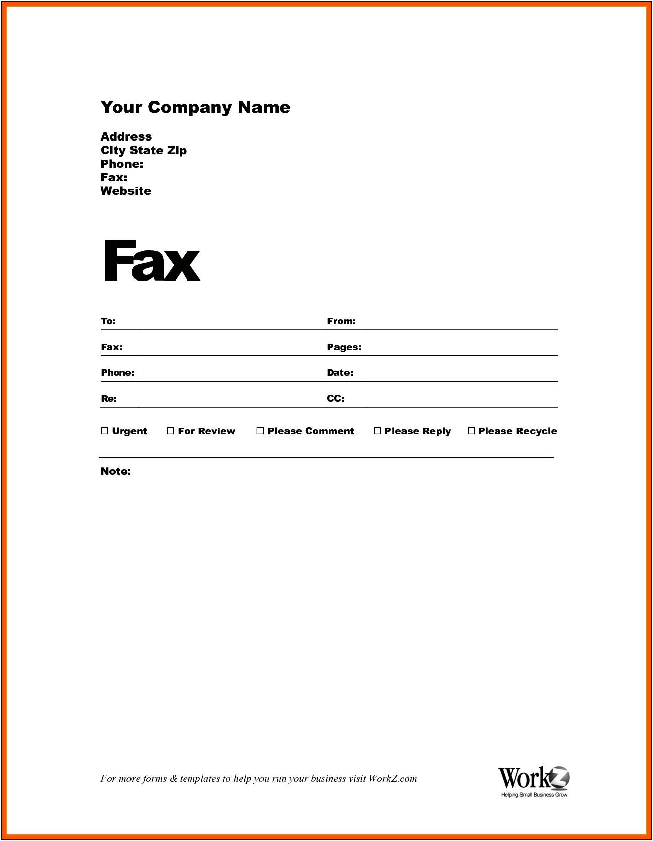 Professional Fax Cover Sheet Word Template With Logo