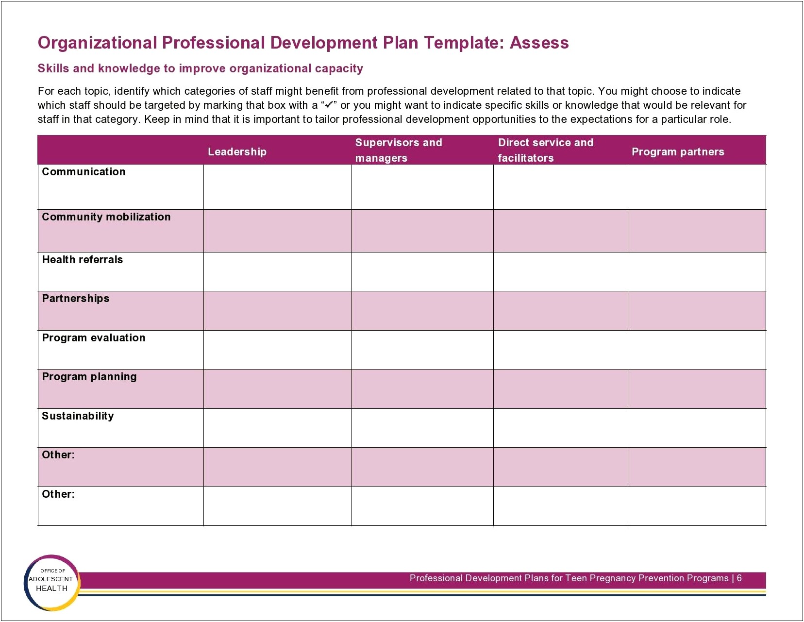 Professional Growth And Development Plan Template