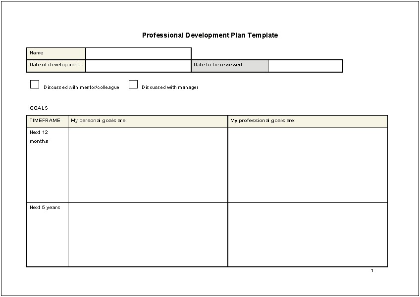 Professional Growth Plan Template For Teachers California