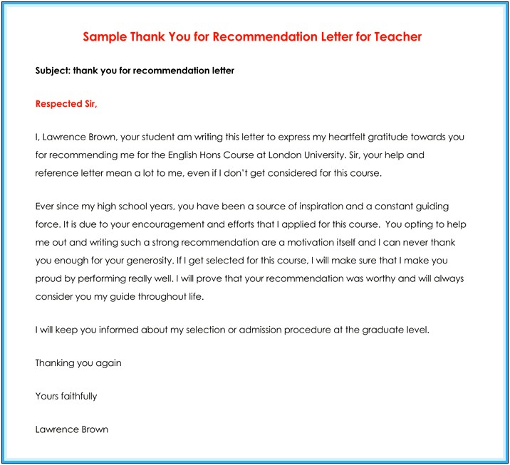 Professor Recommendation Letter For Tutor Template