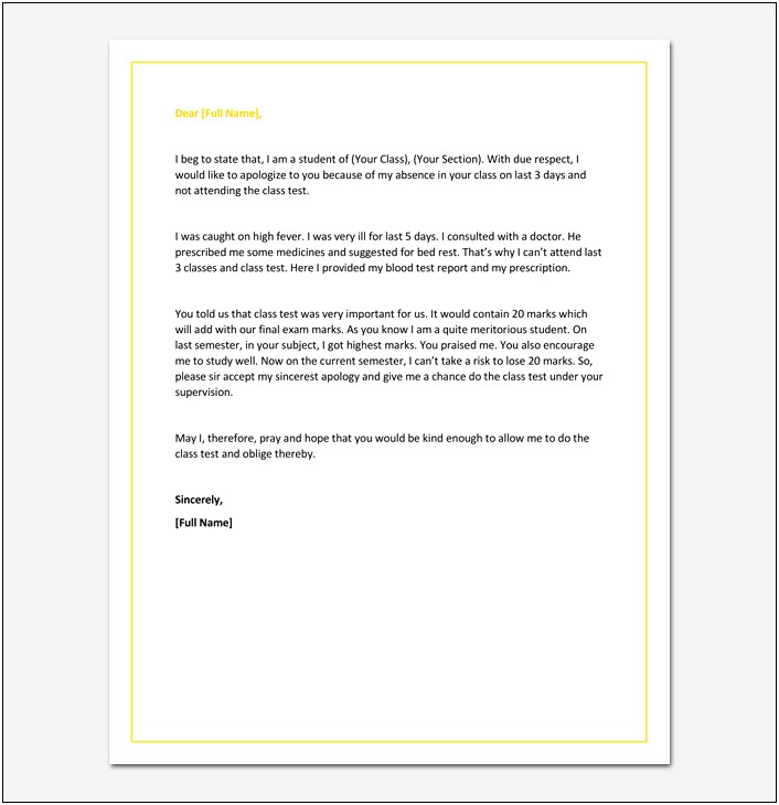 Professor To Failing Student Letter Template