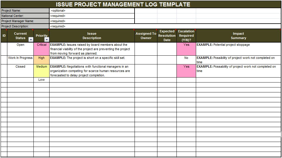 Project Management Human Resources Plan Template Excel