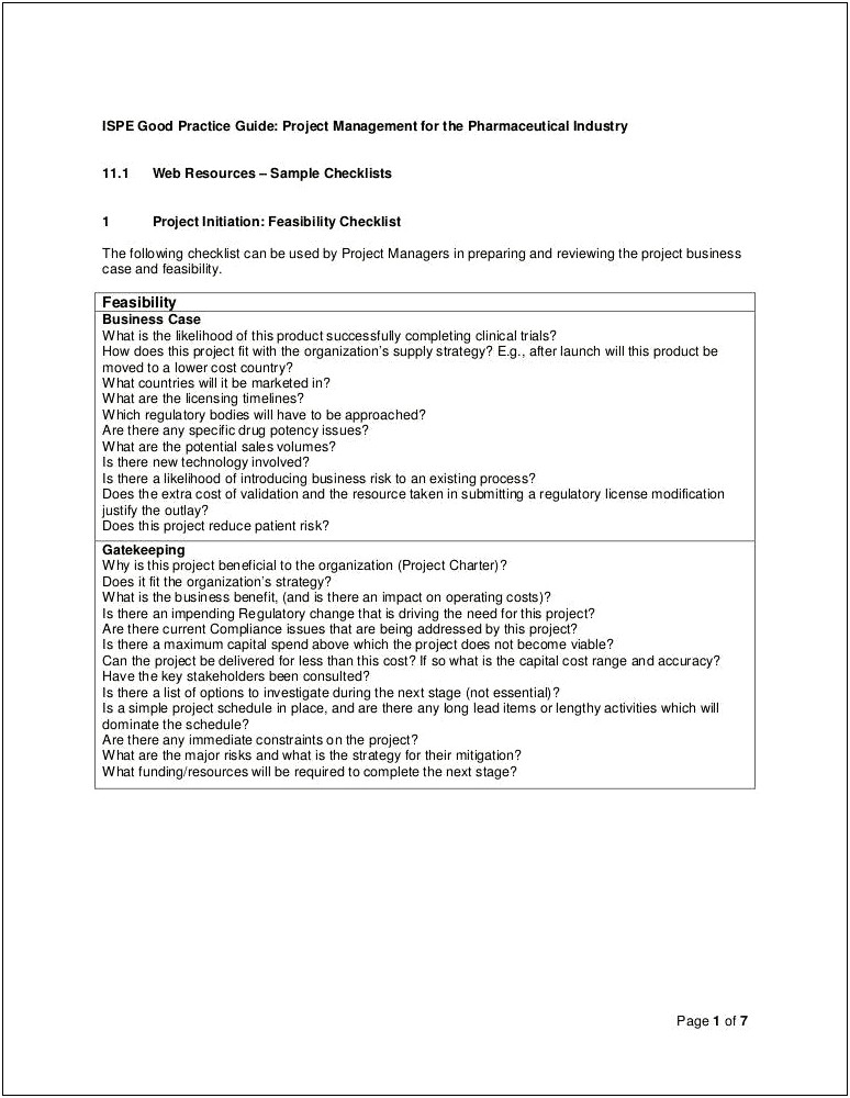 Project Management Plan Template For Pharmacy Technician