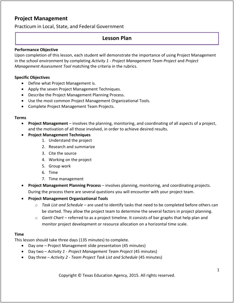 Project Management Plan Template Texas Gov