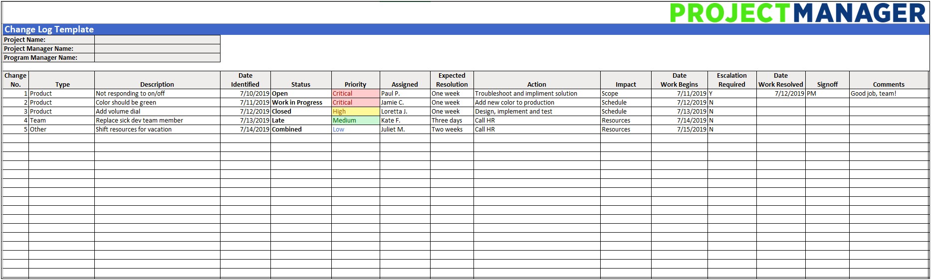 Project Plan Template Excel 2010 Free