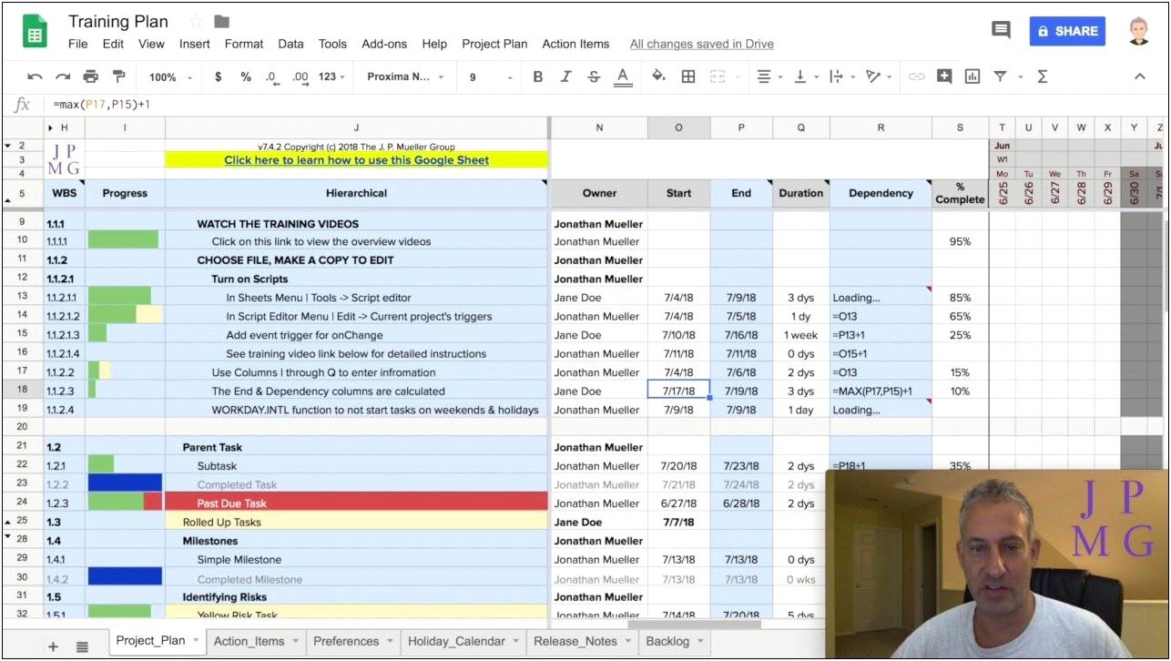 Project Plan Template For Google Sheets V3