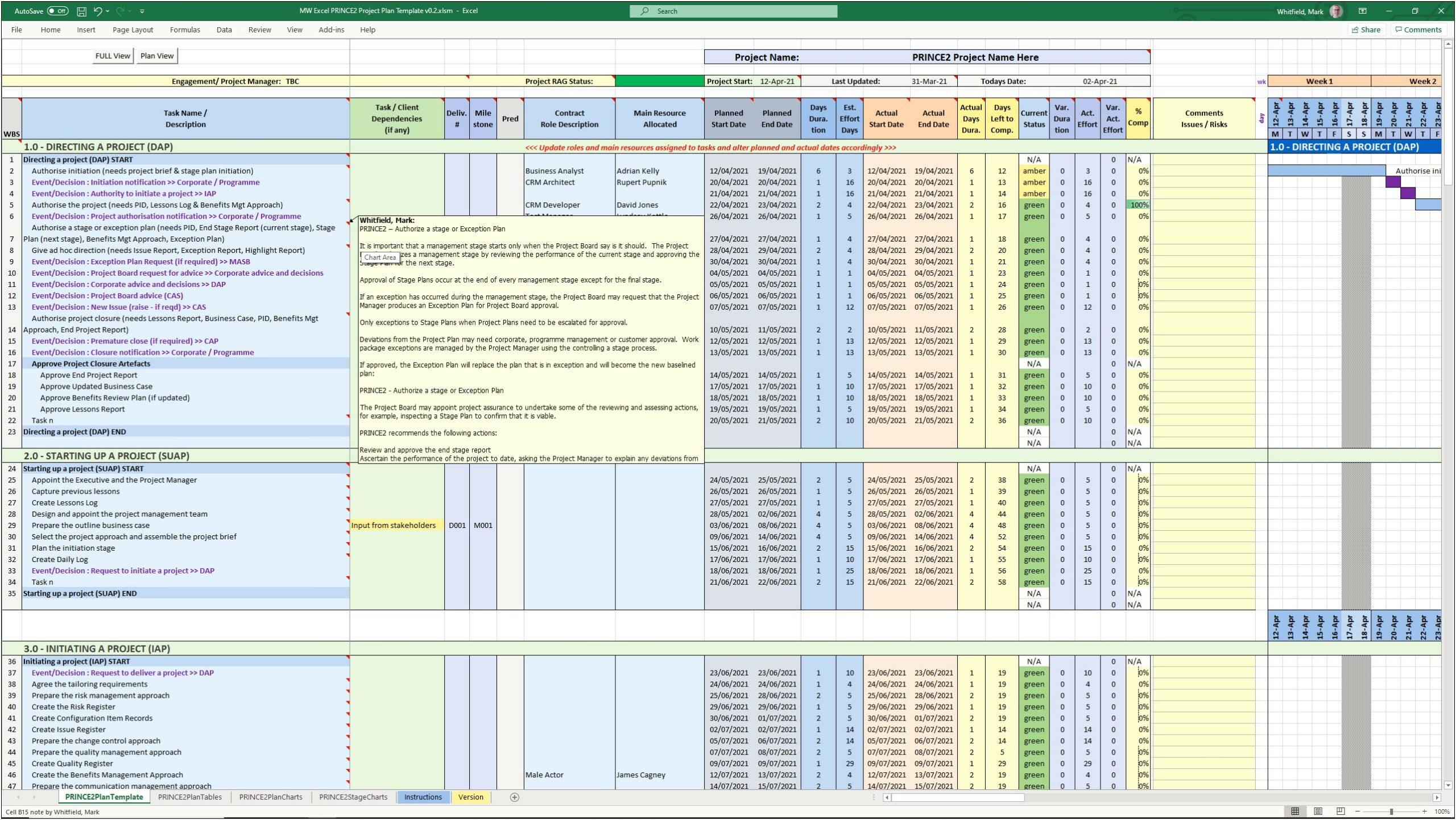 Project Plan Templates In Excel 2010