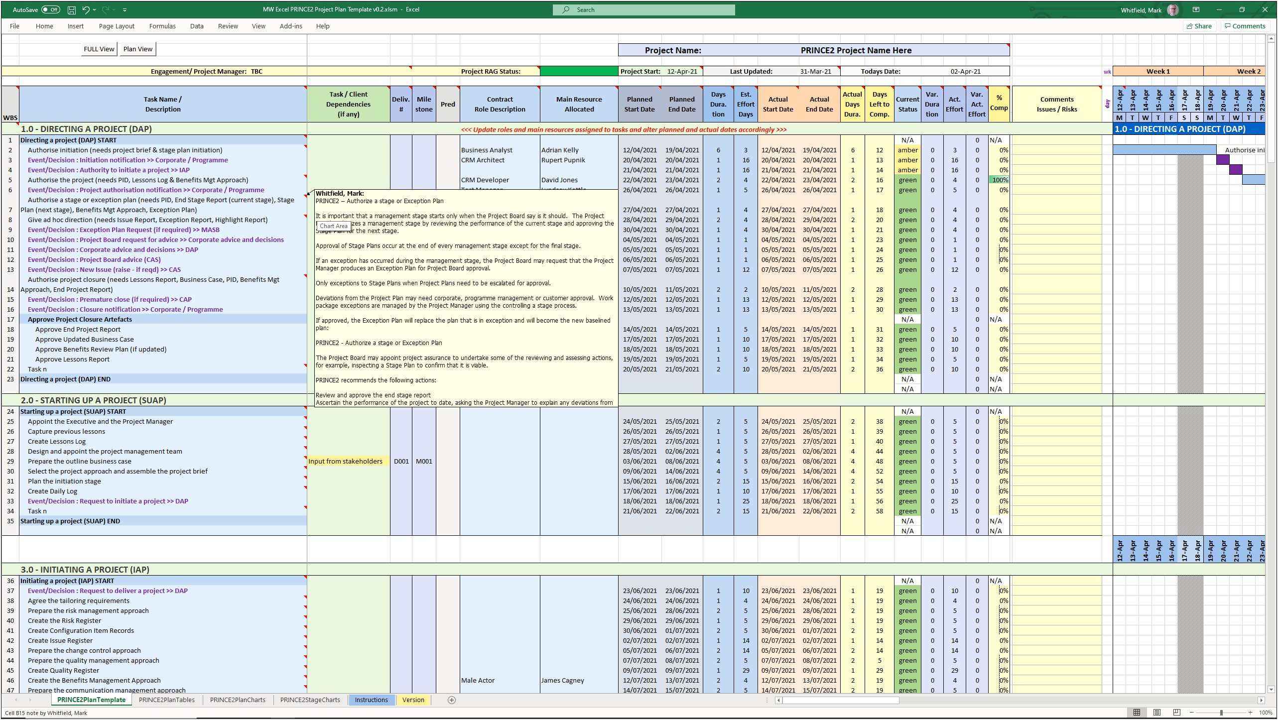 Project Plan Templates In Excel 2010