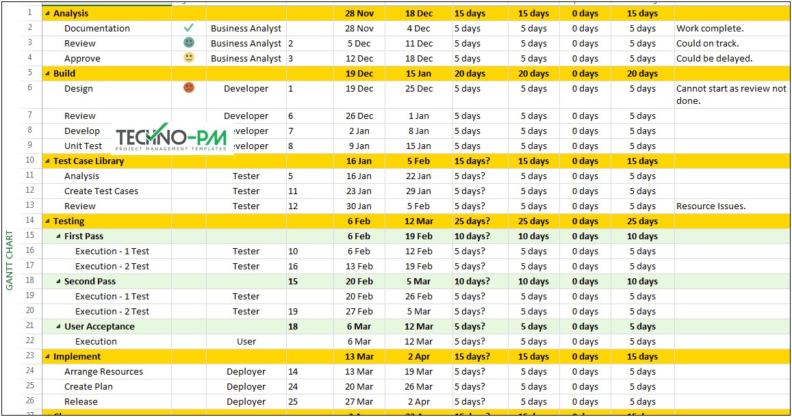 Project Planning Template Individual Role Template