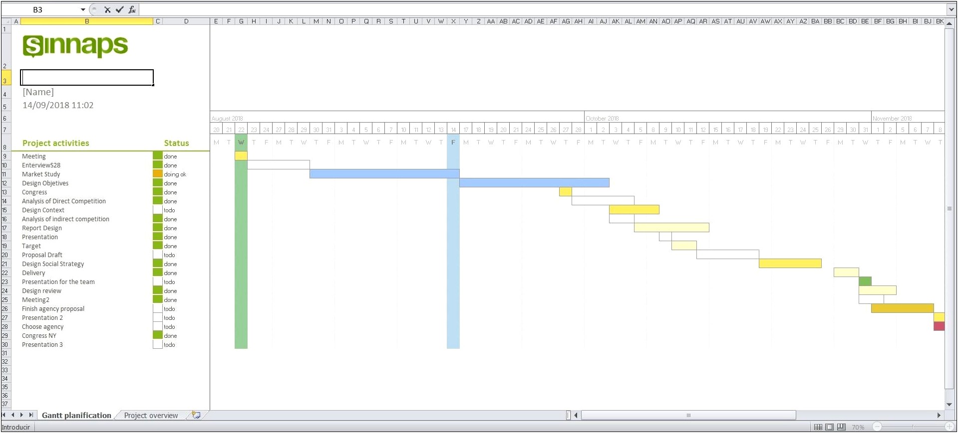 Project Planning Timeline Calendar Template Excel