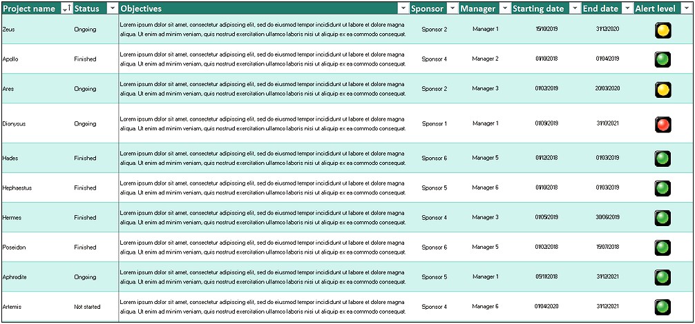 Project Portfolio Template Excel Free Download