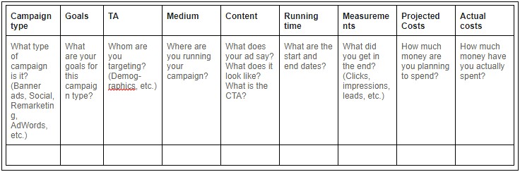 Promotional Media Schedule Template For Word