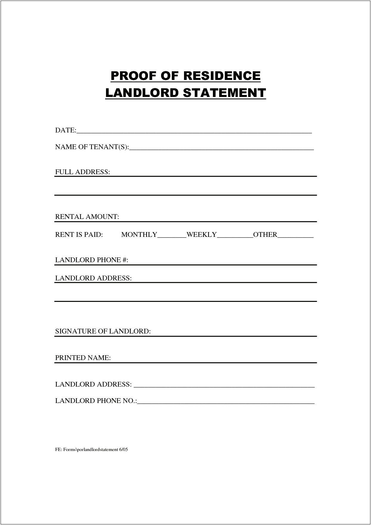 Proof Of Address Letter From Landlord Template