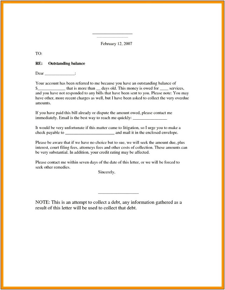 Proof Of Debt Letter Template Uk