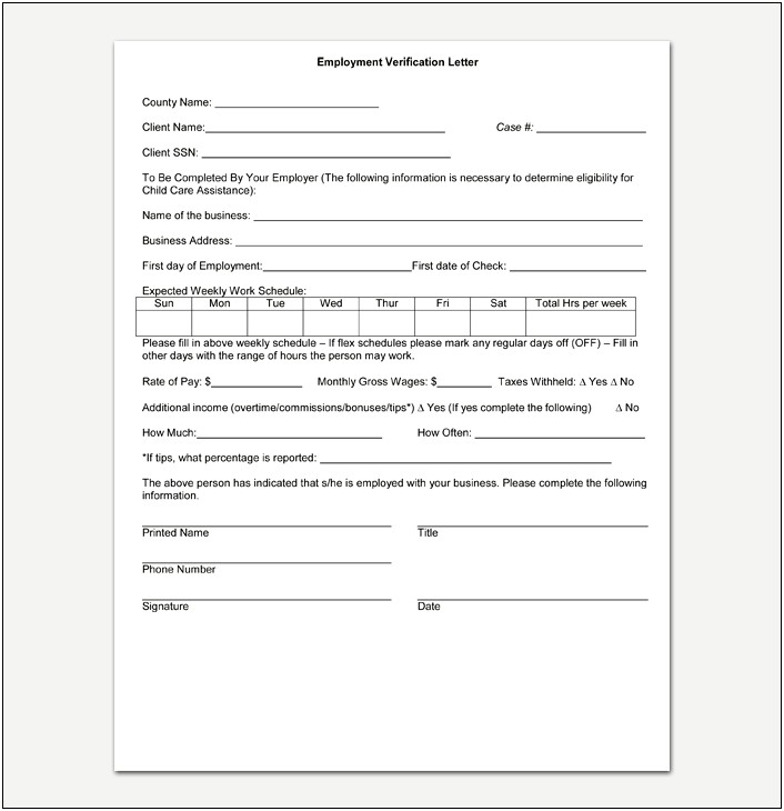 Proof Of Employment Letter For Landlord Template