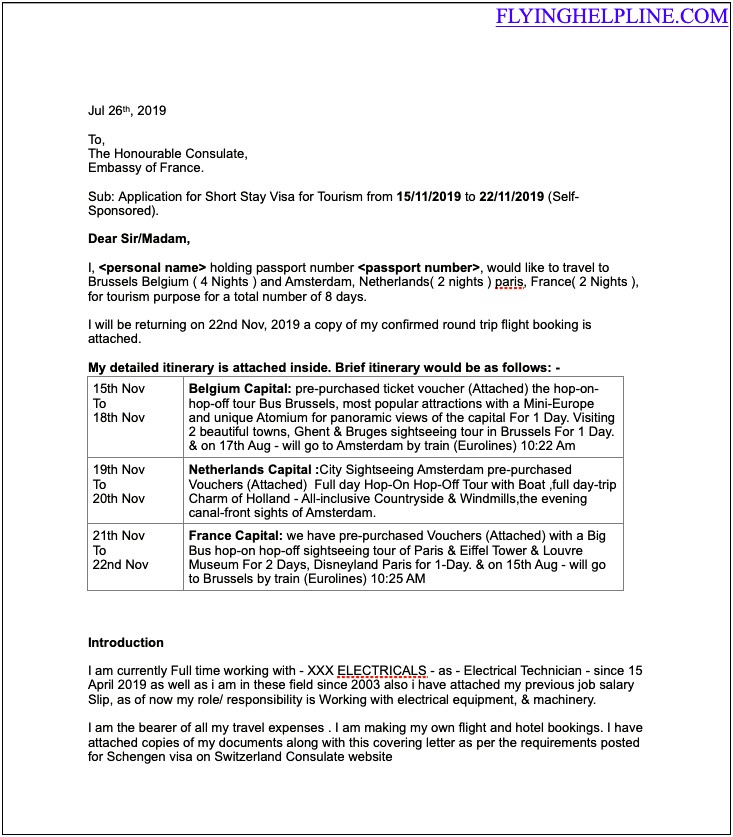 Proof Of Employment Letter Template For Schengen Visa