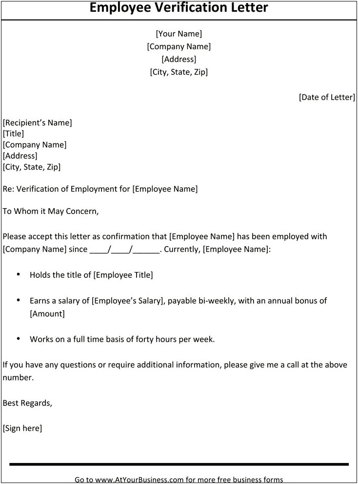 Proof Of Income Template From Employer Word