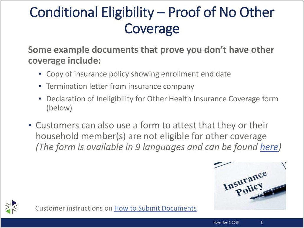 Proof Of No Health Insurance Letter Template