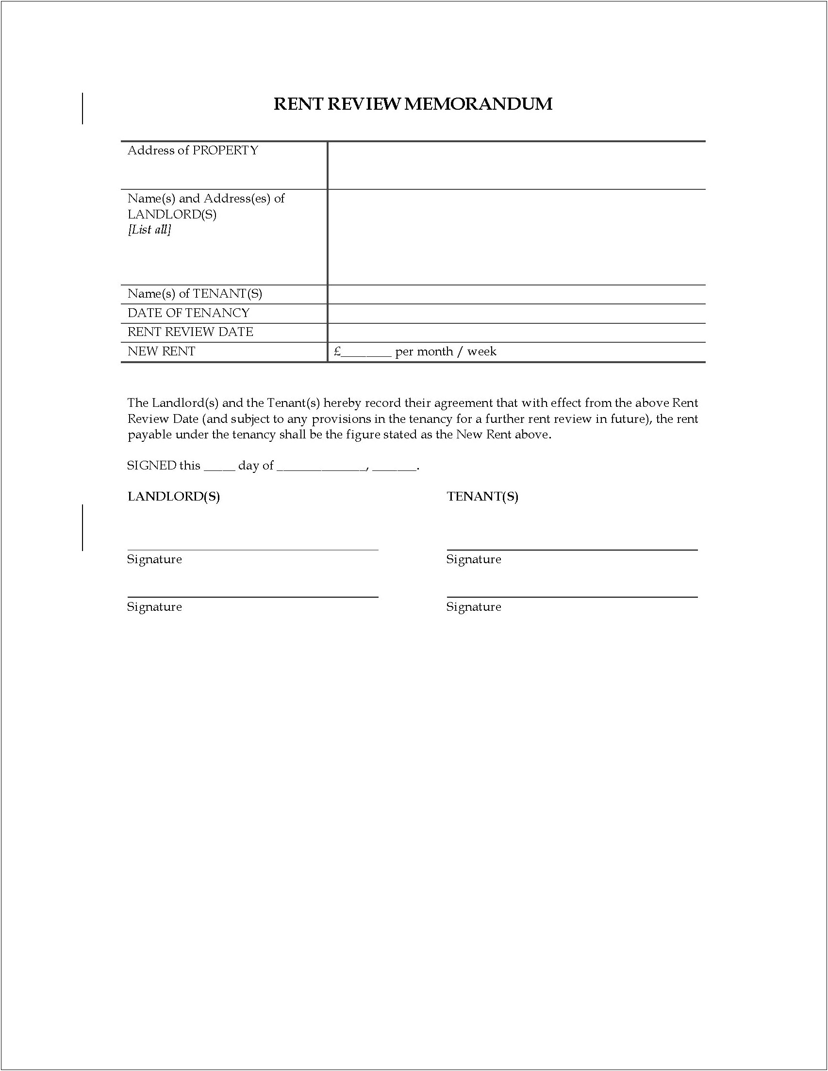 Proof Of Rent Letter Template Uk