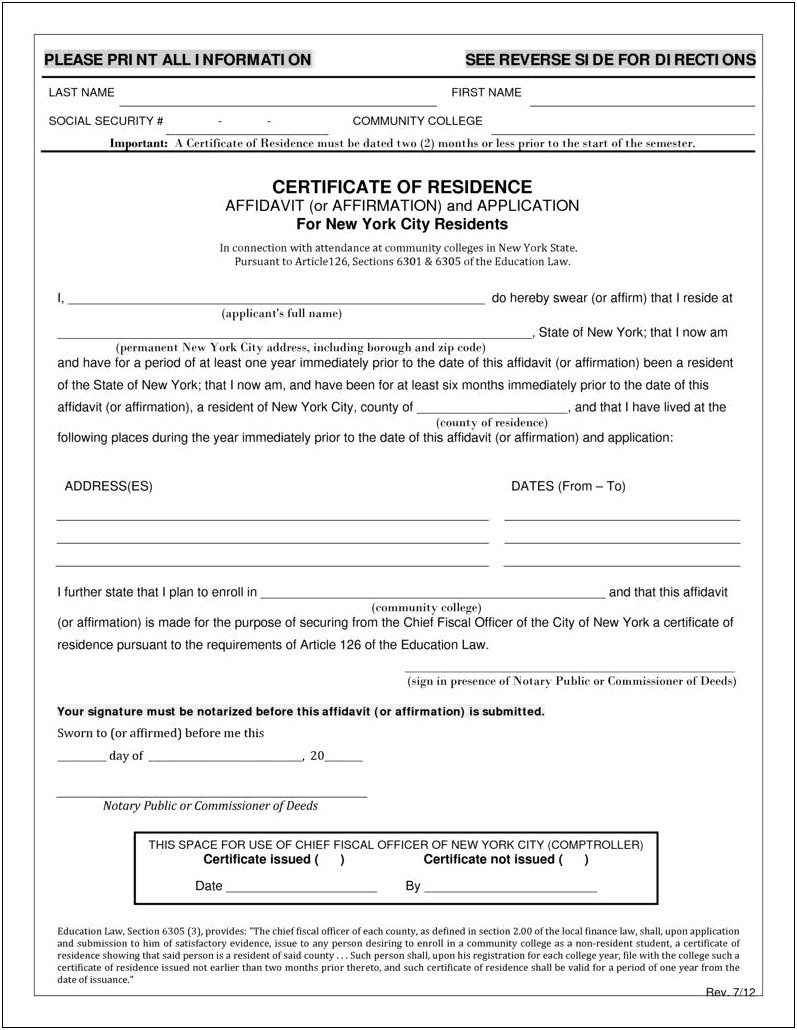 Proof Of Residency Letter Template Pdf Uk