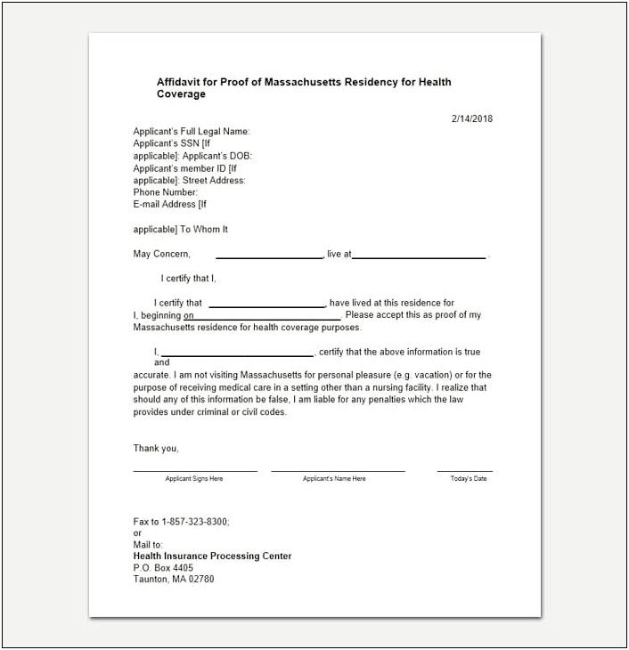 Proof Of Residency Letter Template Uk