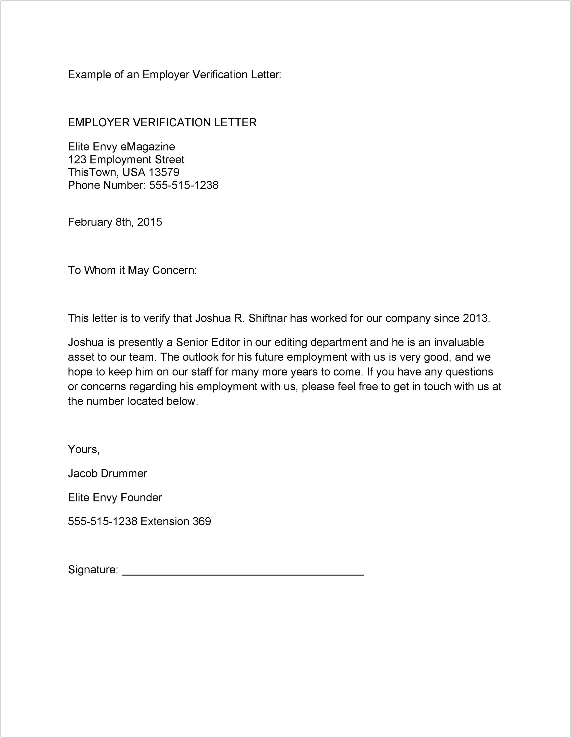 Proof Of Unemployment Letter From Employer Template