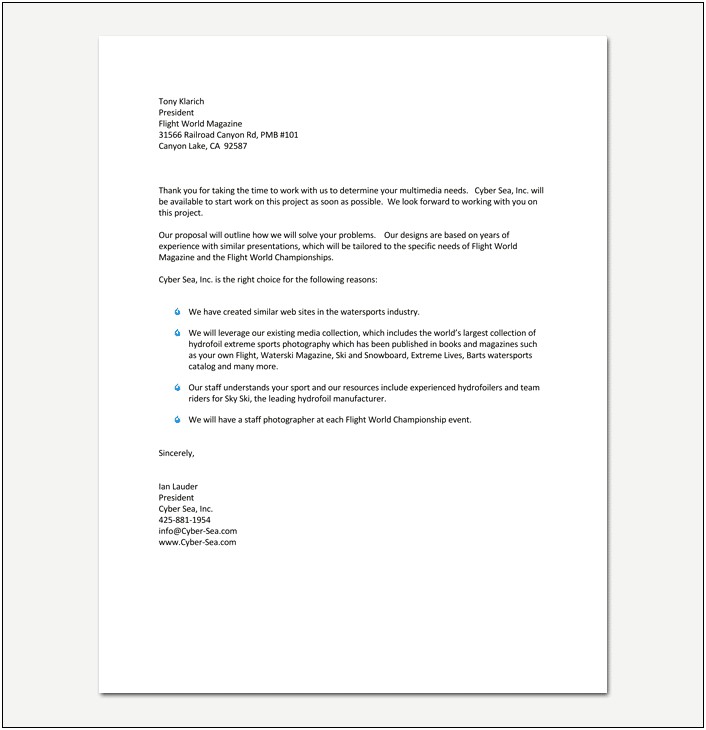 Proposal Letter Template For Hourly And Percentages