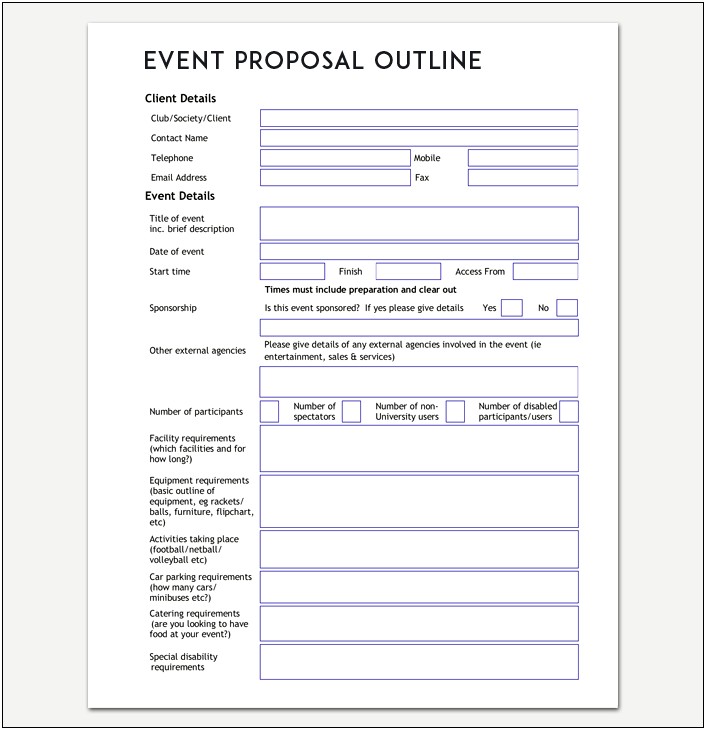 Proposal Template For Event Planning Free