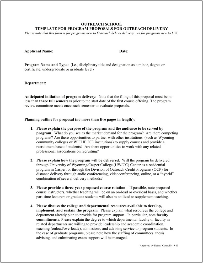 Proposed Plan Of Graduate Study Template