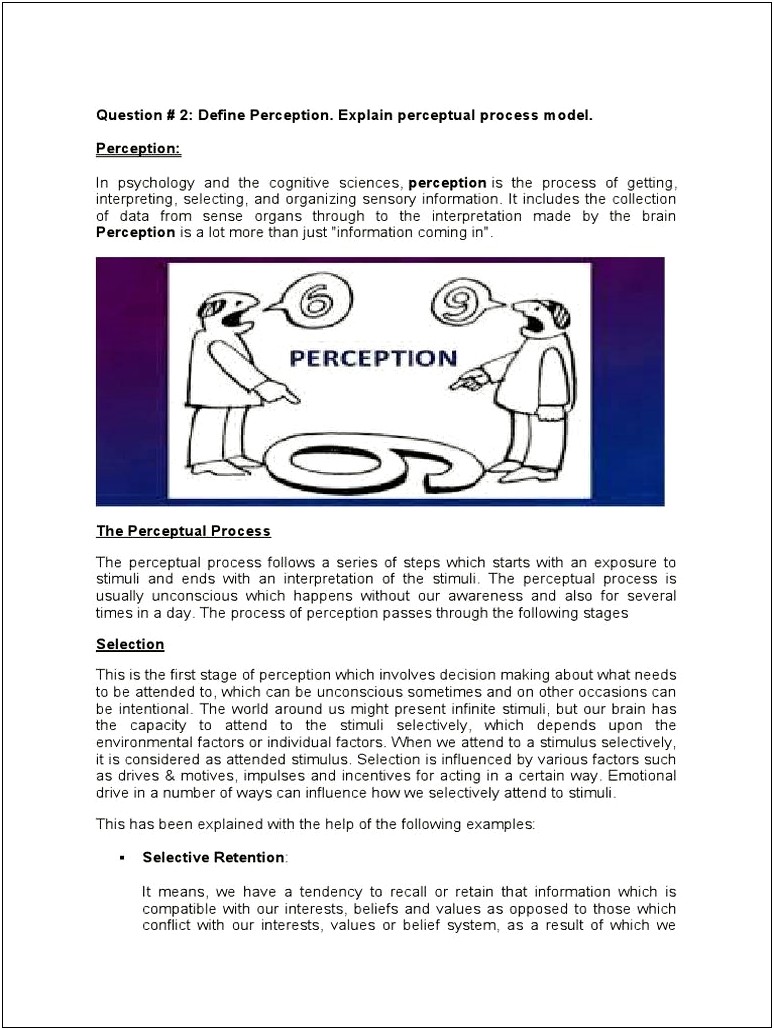 Psychology Sensation And Perception Lesson Plans Template Doc