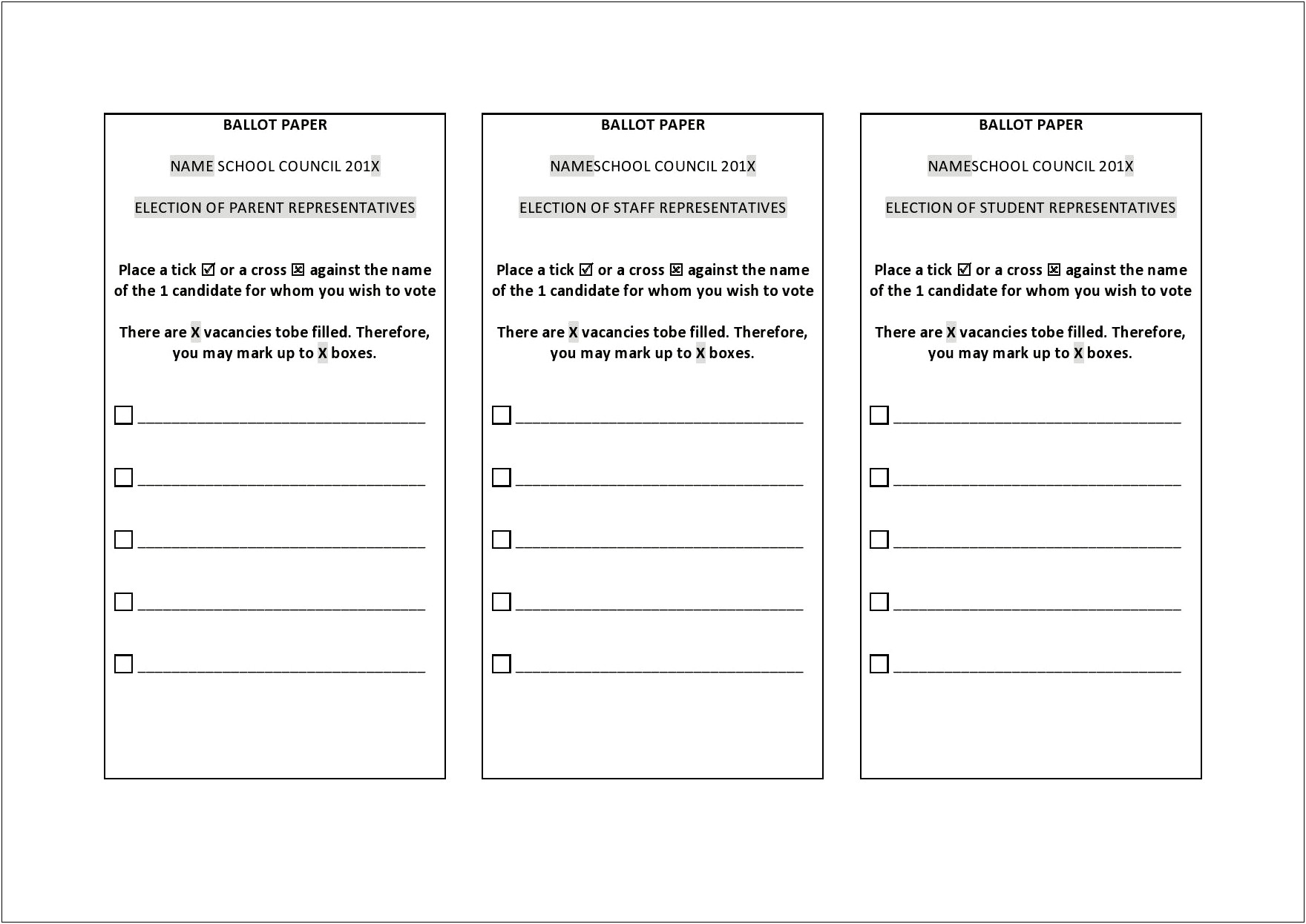Pta Election Ballot Template For Word