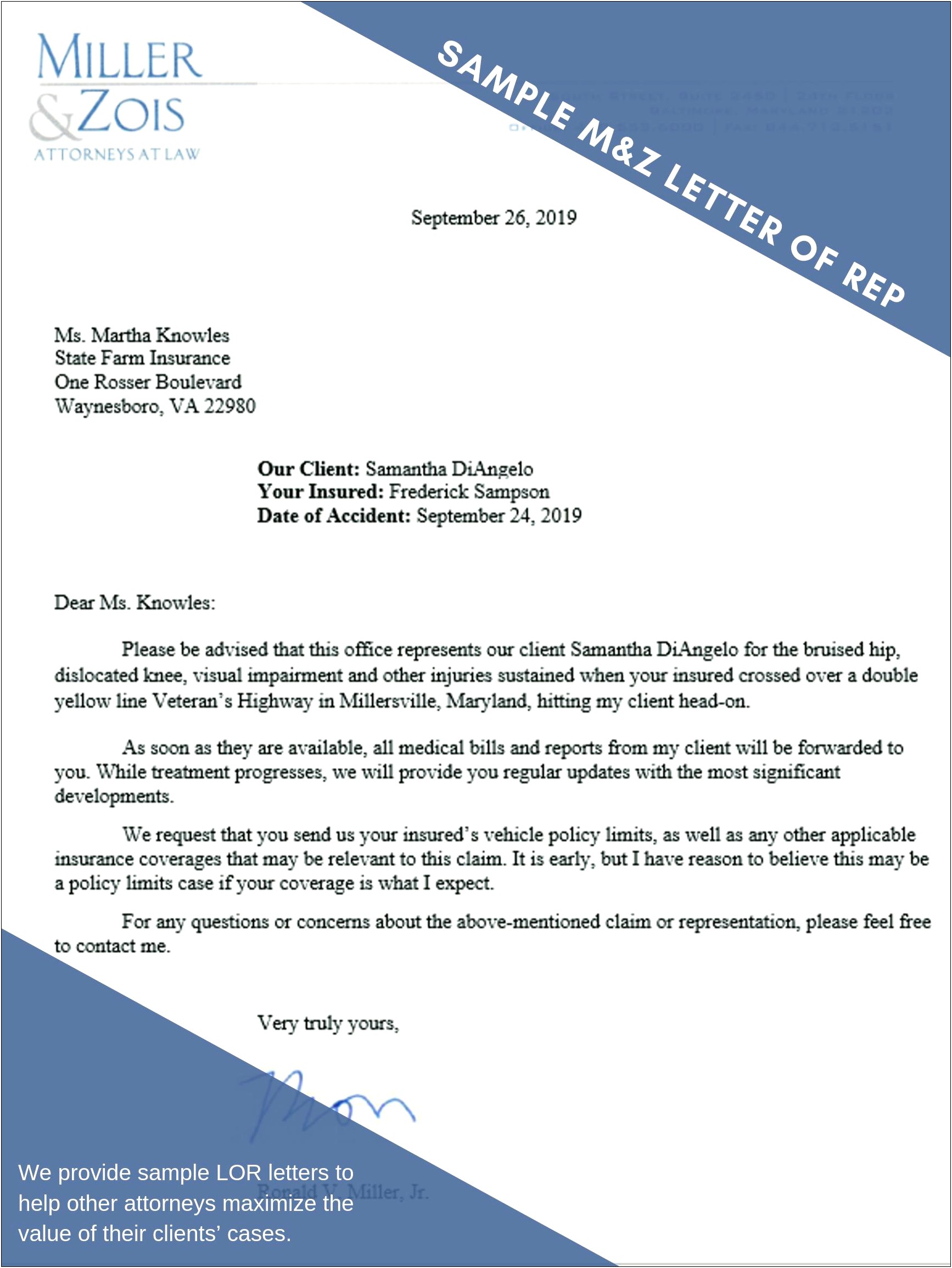 Public Adjuster Letter Of Representation Template