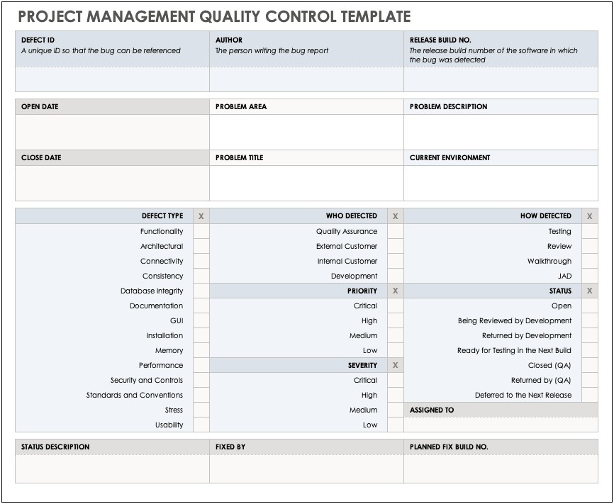 Quality Assurance Quality Control Plan Template